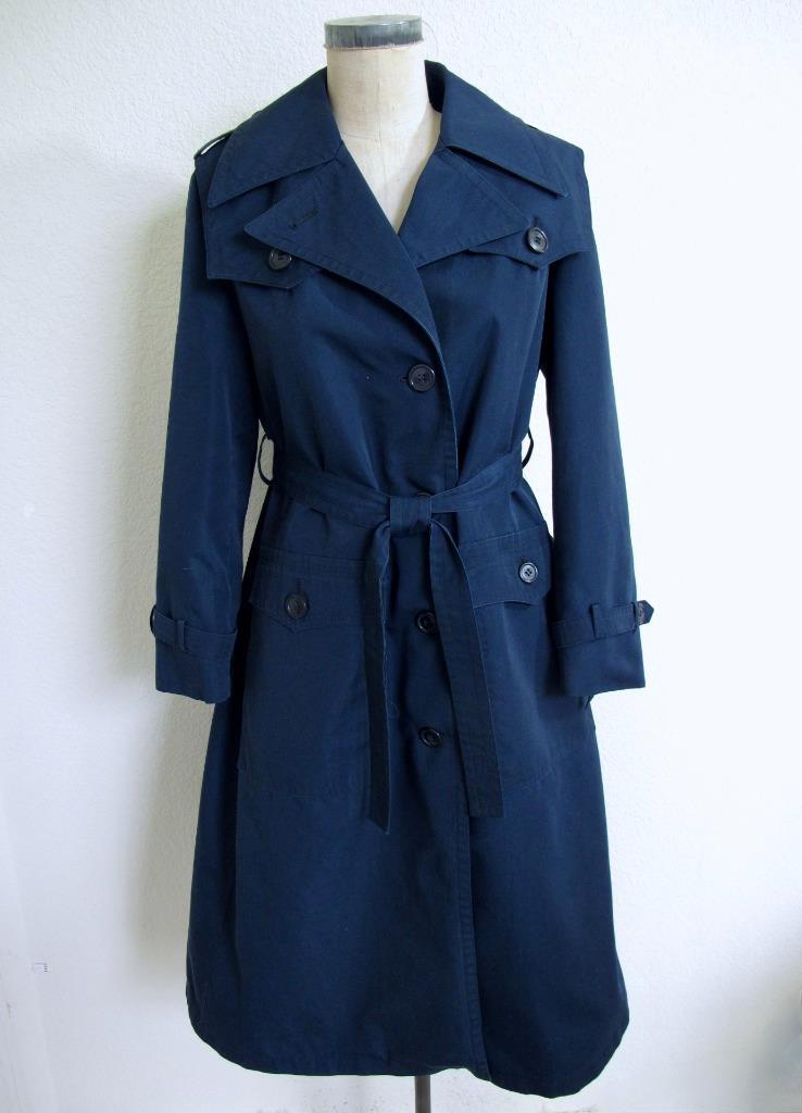 Vintage Misty Harbor Mariner All Weather Trench Coat 10 Navy Zip Out Wool Lining