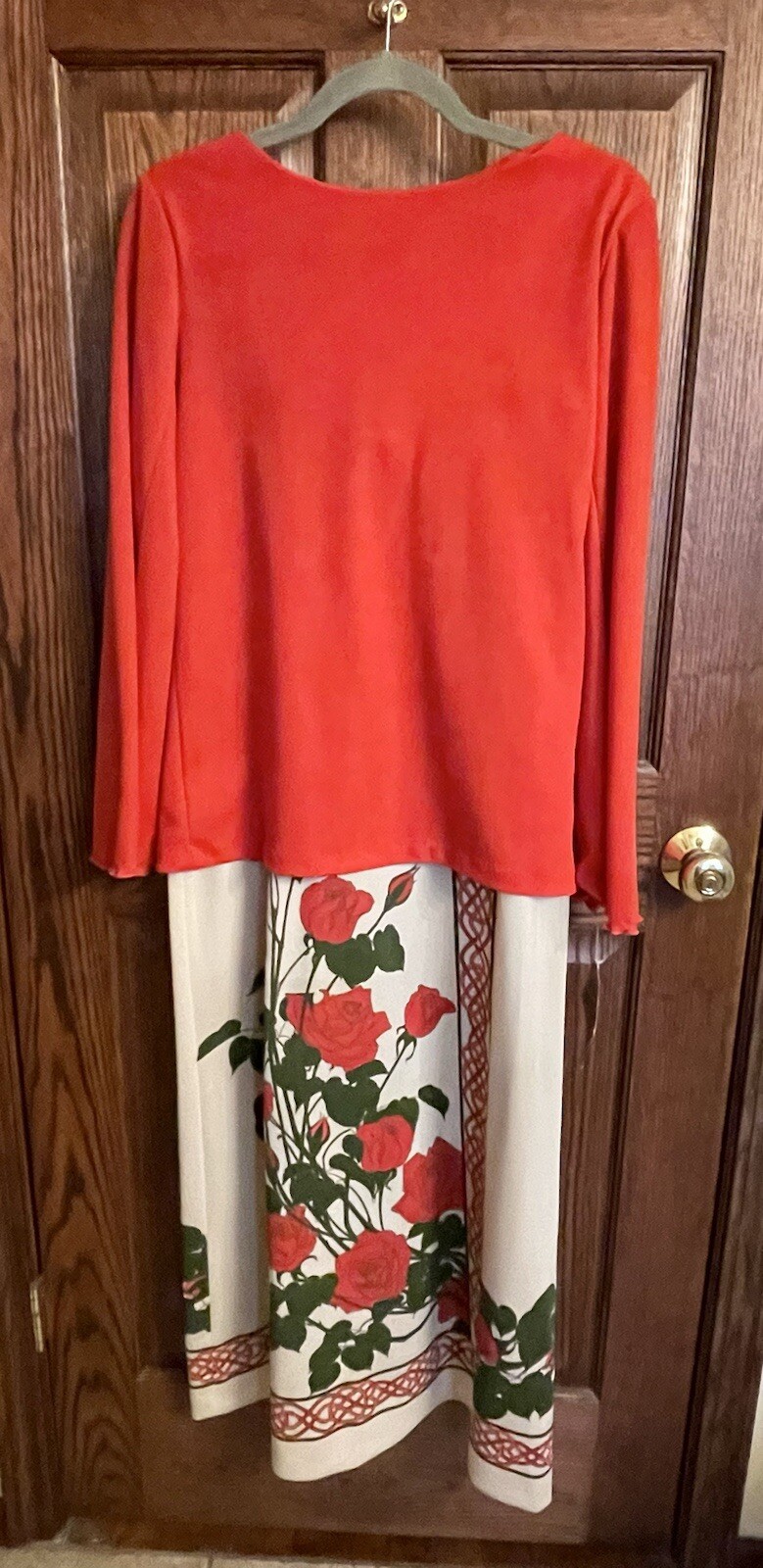 NWT Miss Shaheen Hawaii Cali 2 Pc Skirt Set Outfit Orange Floral Print Size 14