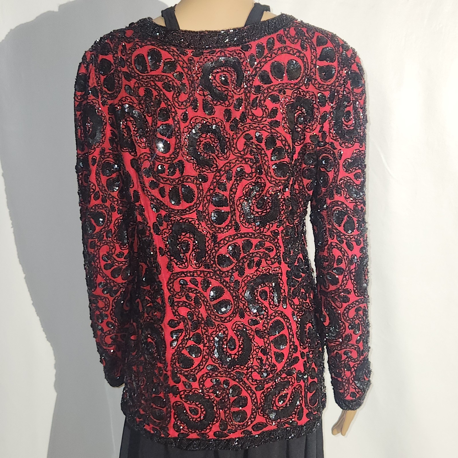 Vintage 1980s Beaded Sequin Niteline by Della Roufogali Made in India Size 8 Fun