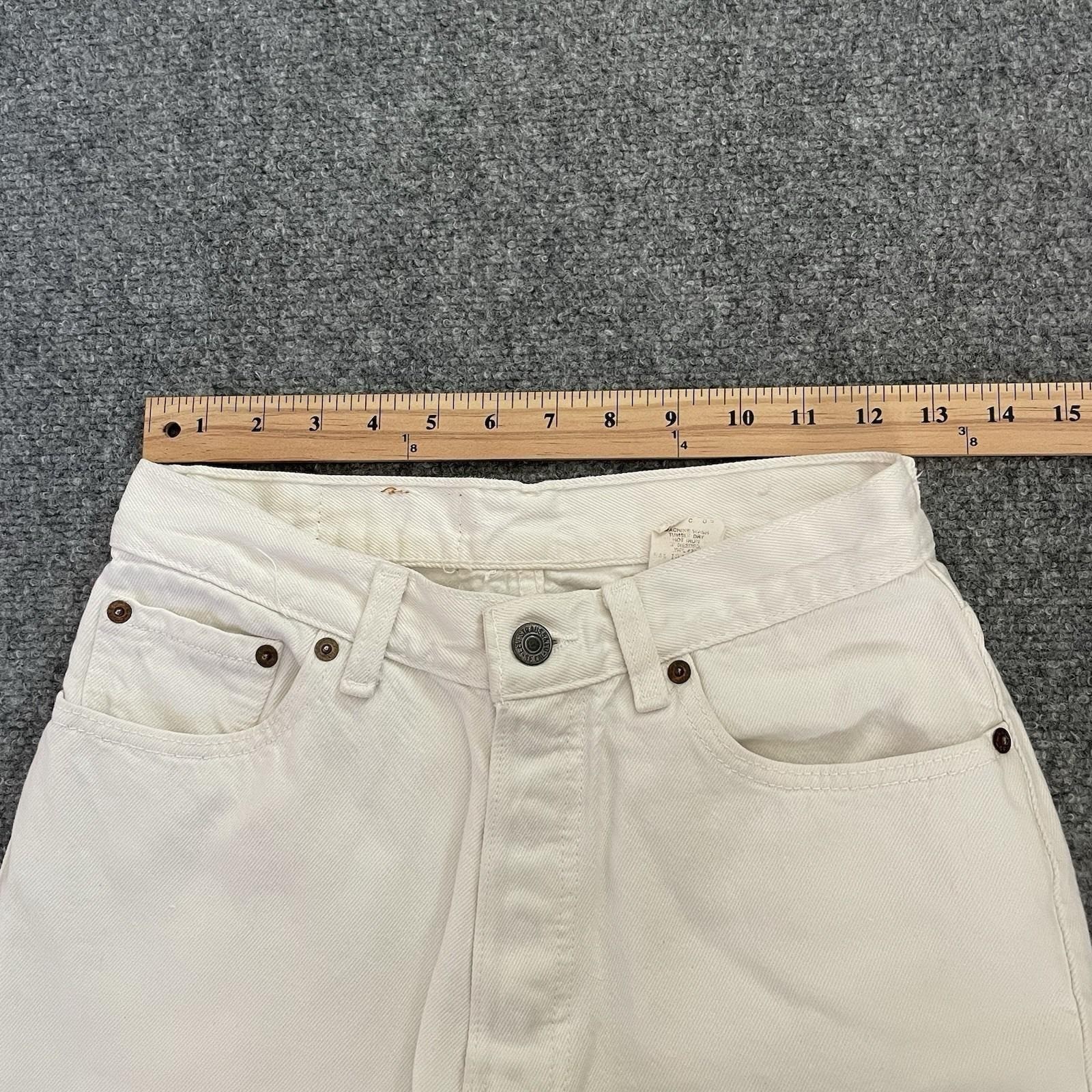 Vintage Levi’s Button Fly Jeans Paper Patch 70’s USA Size 9 White Denim 25×27