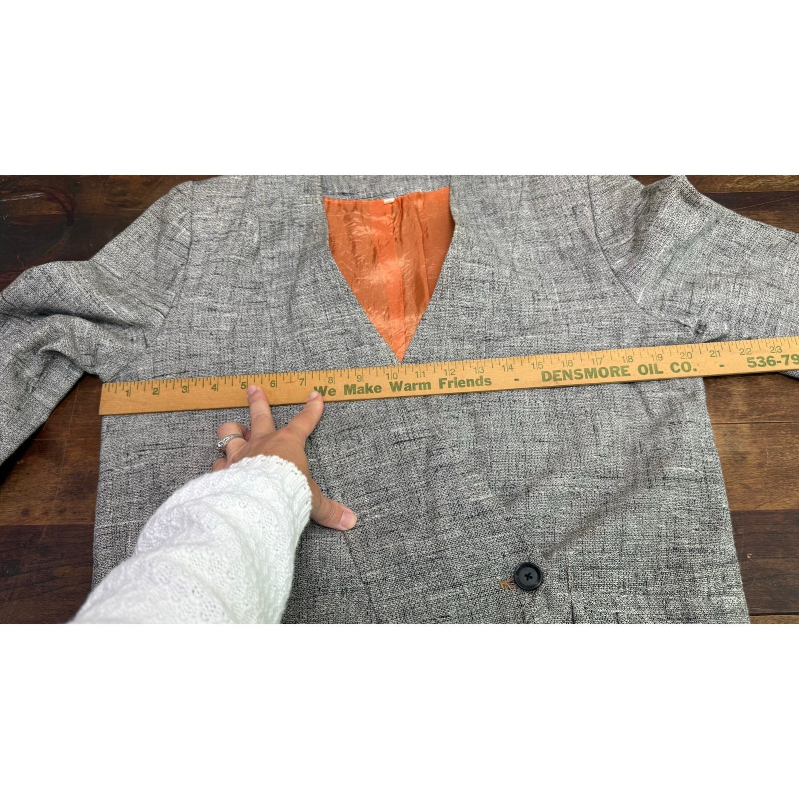 Vintage Single Stitch Made in Italy Blazer Gray & White Tweed Euro Size 42