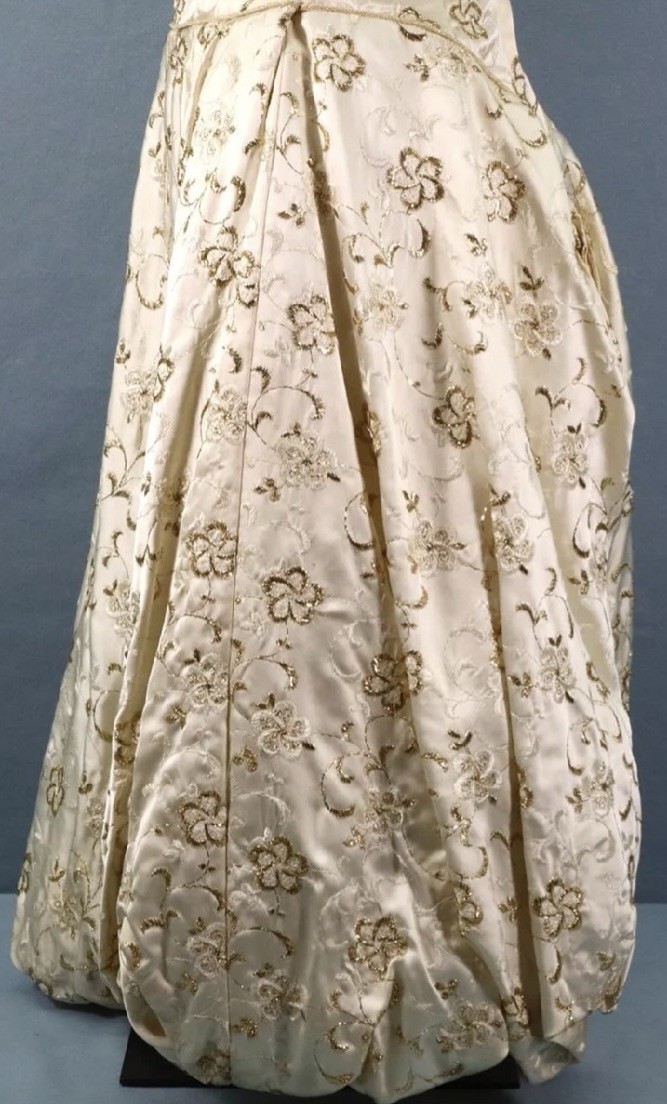 Vtg 1960’s Gold Embroidered Bubble Hem Party Dress – Prom – Party – Free Ship