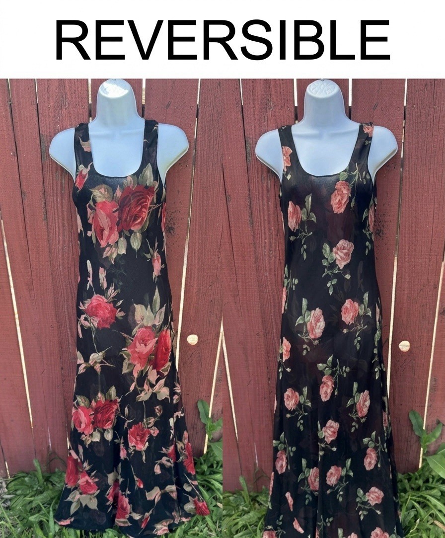 Vintage 90s Floral Maxi Slip Dress Whimsigoth Grunge Fairy Practical Magic Y2K