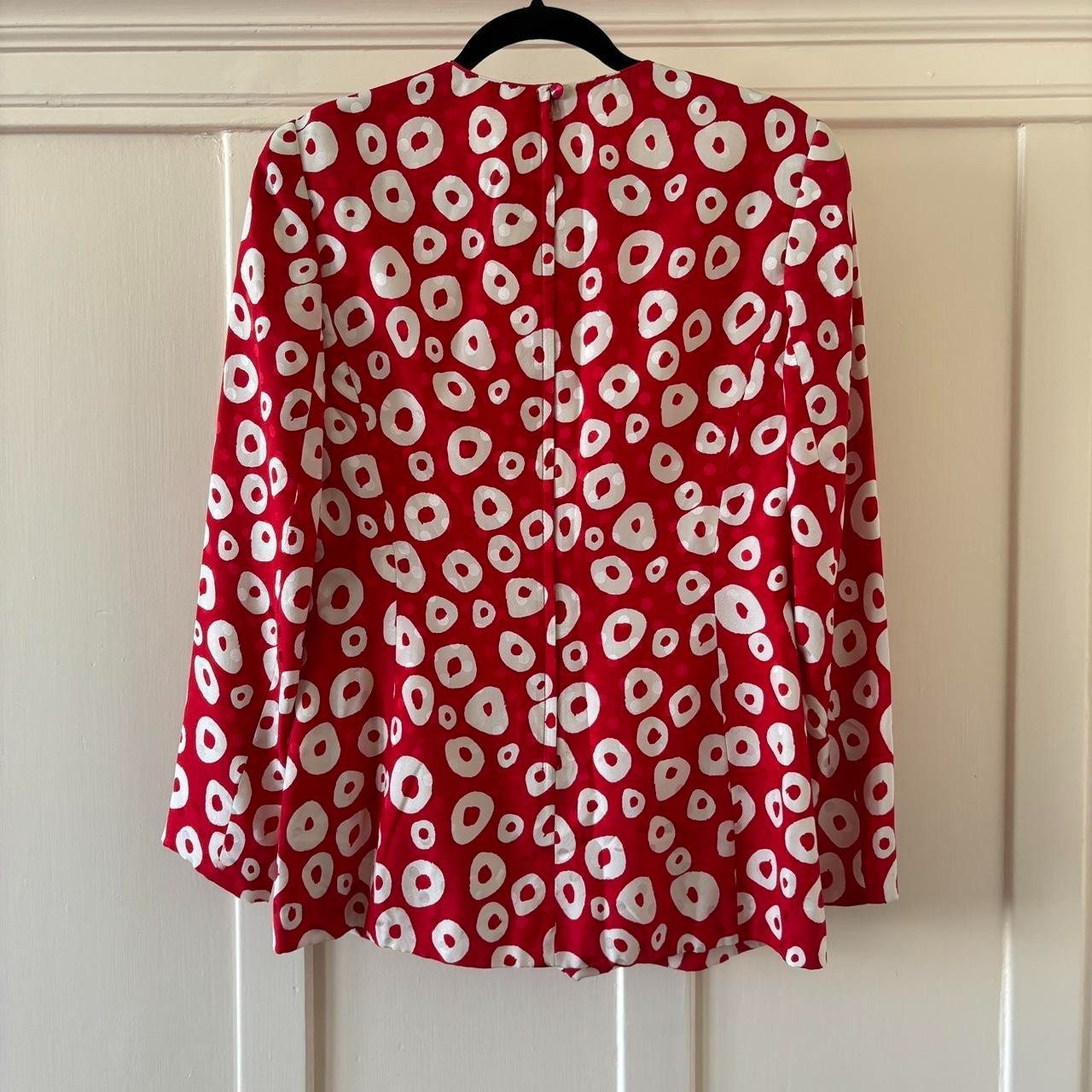 80s Vintage Designer 100% Silk Red Statement Blouse David Hayes SMALL