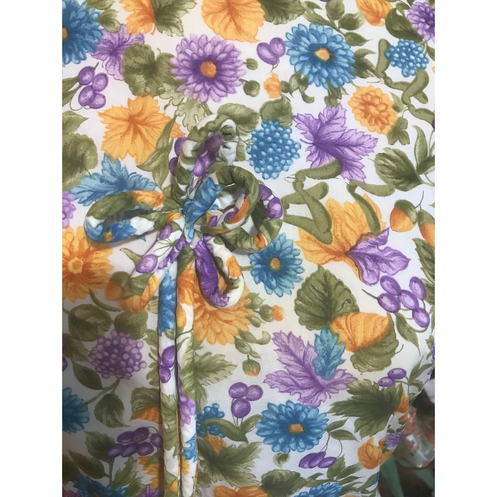 Vintage 1960s Frances Brewster Shift Dress Cotton Floral Mod Blue Purple Yellow