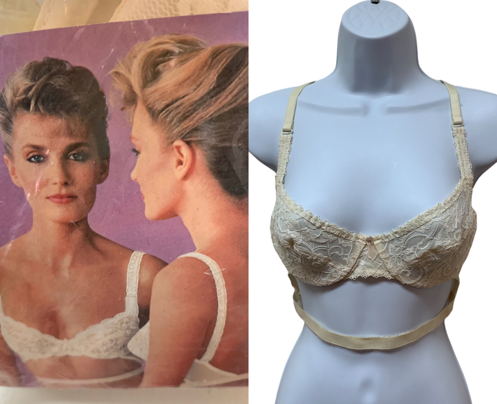 Vintage Young Smoothie Lace Backless Bra Adjustable Size 34B Made in USA NEW NOS