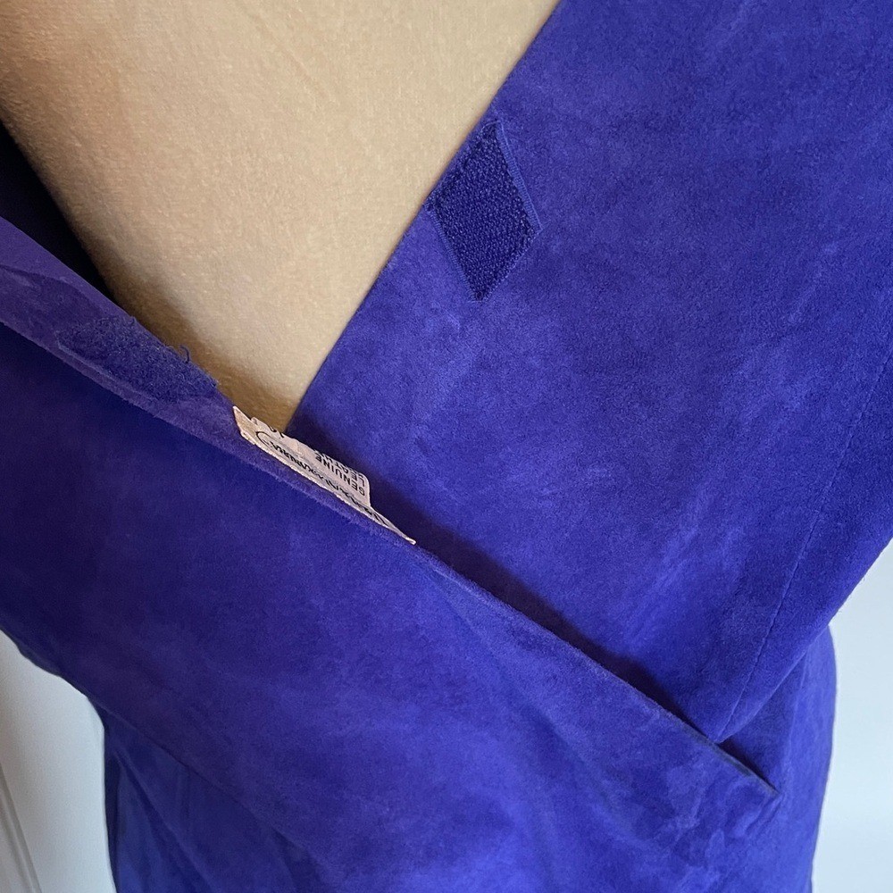 Vintage SUEDE Lauren Alexandra Royal Blue Short-Sleeve Purple Dress Size 14