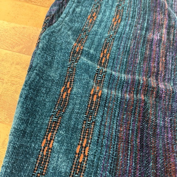 CYNTHIA KRAUSE WEAVERS Vintage Teal Blue Chenille Knit Wrap Vest One Size Artsy