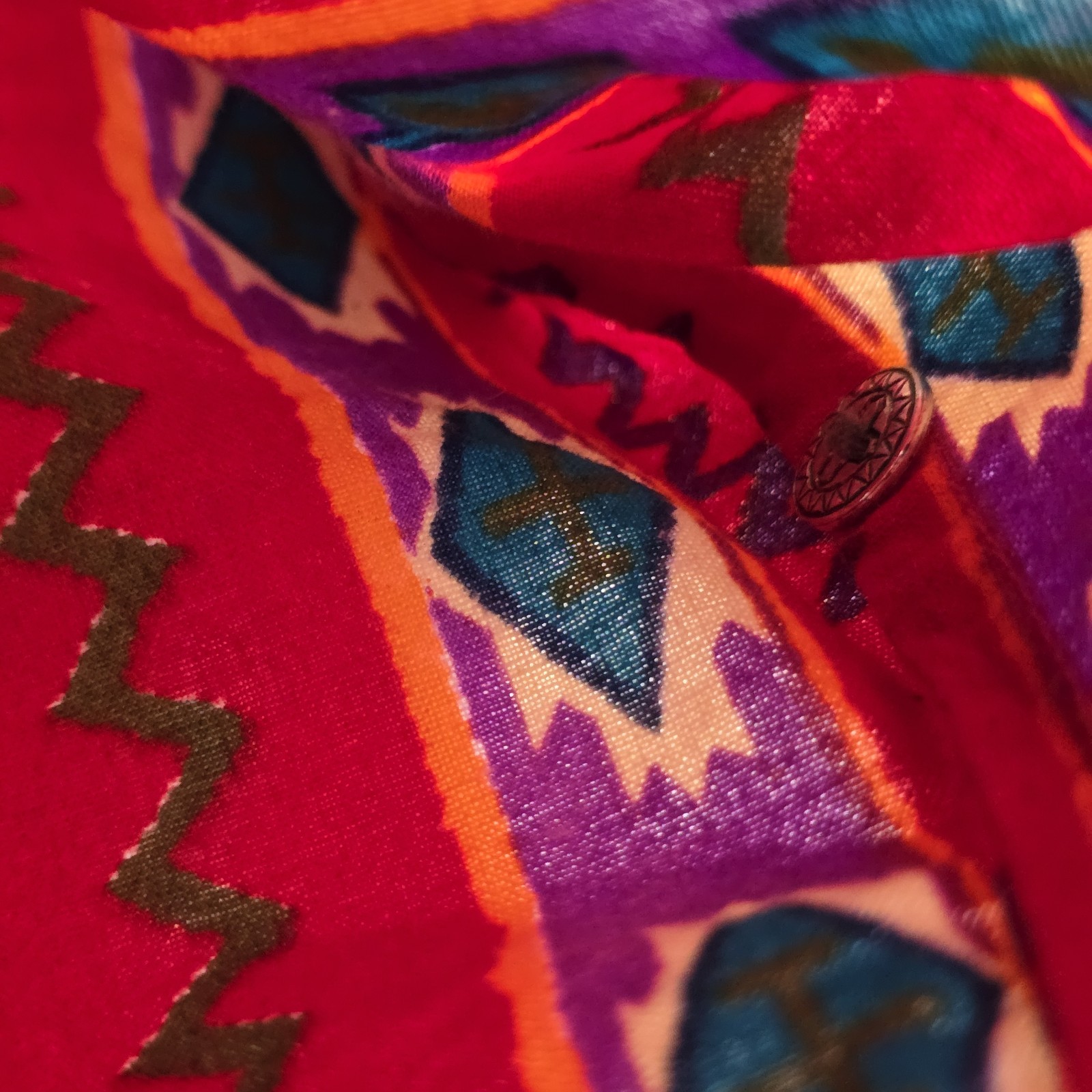 Vintage Rodeo Western Wear Southwestern Aztec Crop Jacket Shirt M Shoulder Pads