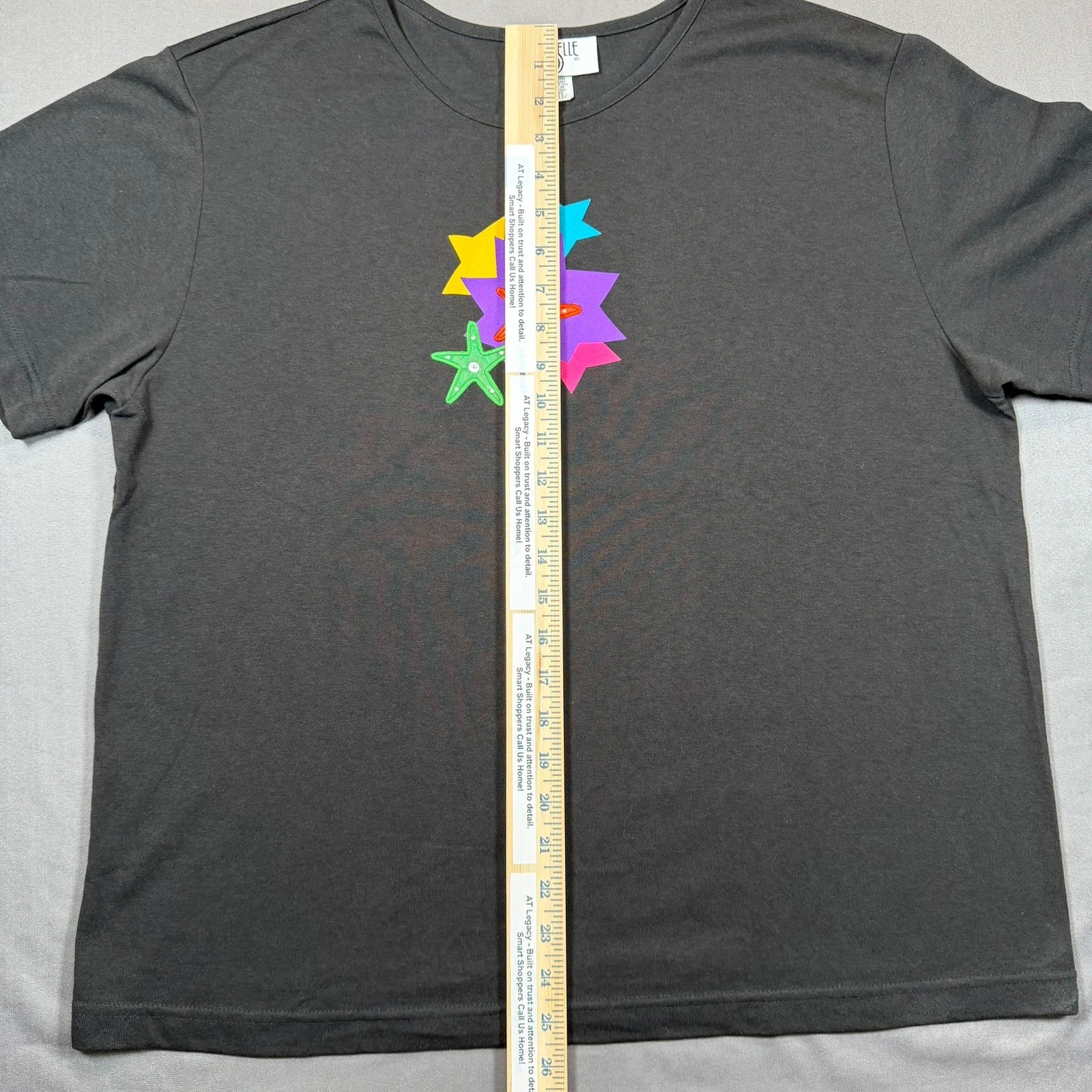 Cervelle Vintage Womens Large Black Starfish Star Graphic Tee Casual T-Shirt