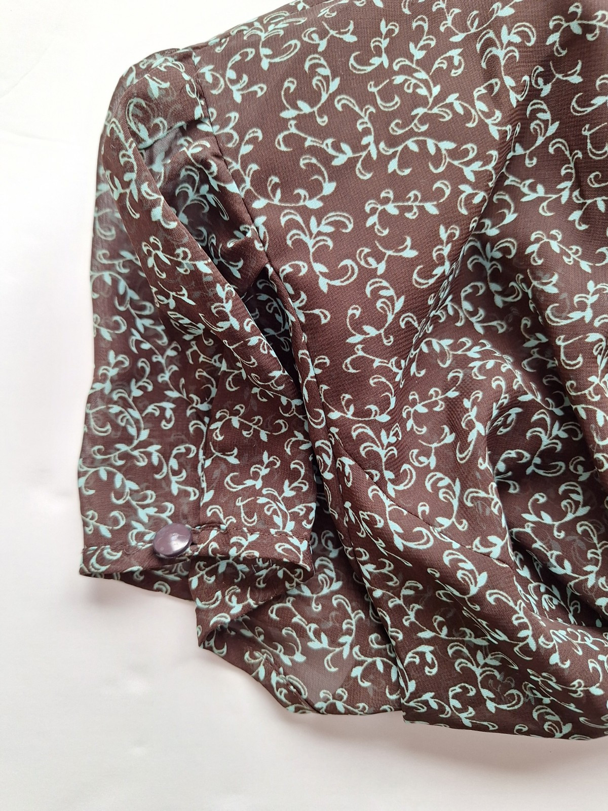 JBS LTD 90s Midi Dress Slip Belt Brown Sheer Blue Floral SS Sz 18 Fairy Grunge
