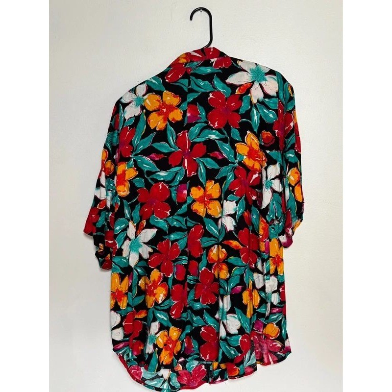 Vintage California Krush Floral Button Down Shirt Womens XL Rayon Tropical USA