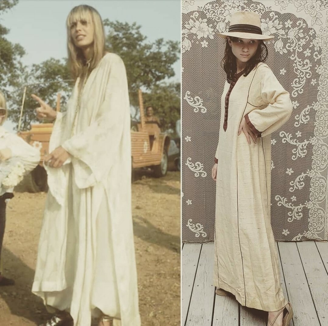 Vintage Kaftan 1960s 1970s Anita Pallenberg Nat~A~Raj 100% Natural Silk