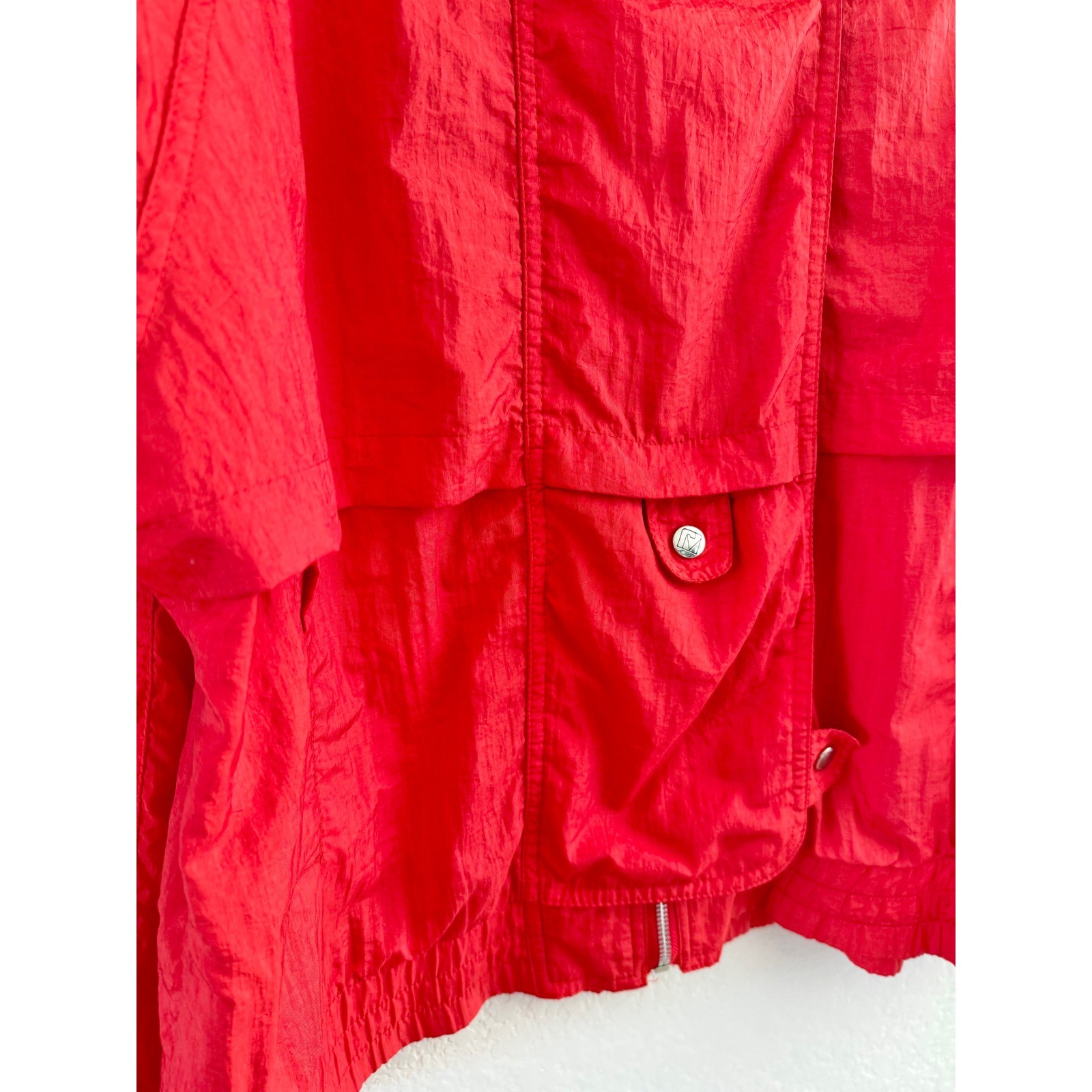 Vintage Andy Johns Windbreaker Jacket Women Medium Red 80s Zip Snap