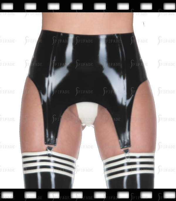Latex Garter Gummi Rubber Shorts with 2 Clipps Suspender Sexy Customize 0.4mm H4