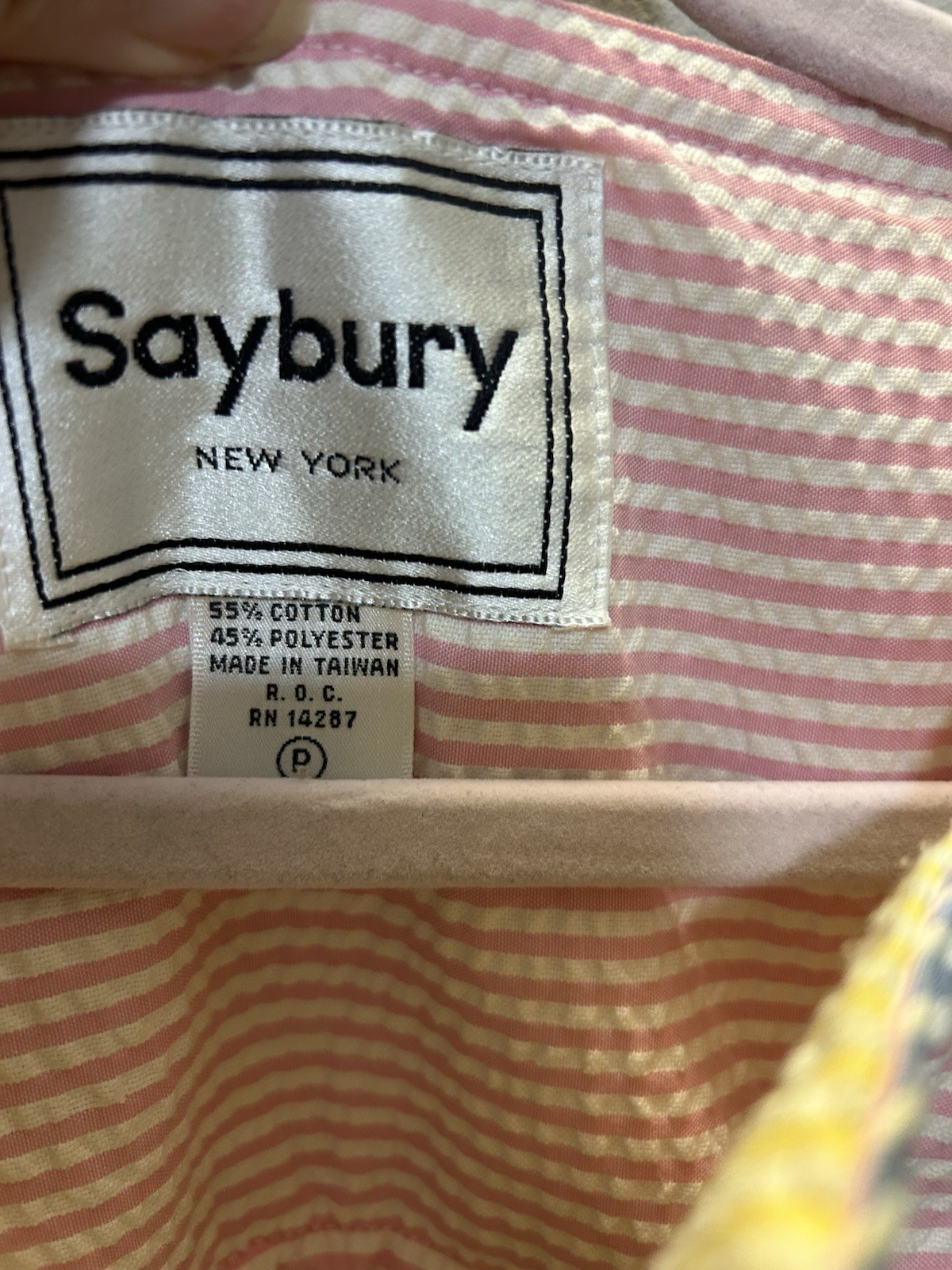 Vintage 80s Saybury Seersucker Pastel Colorblock House Dress Petite Fits S/M