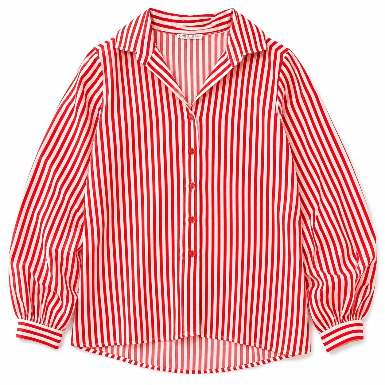 Copy-Cats True Vintage 70s Red White Striped Button Down Blouse sz 12 Preppy
