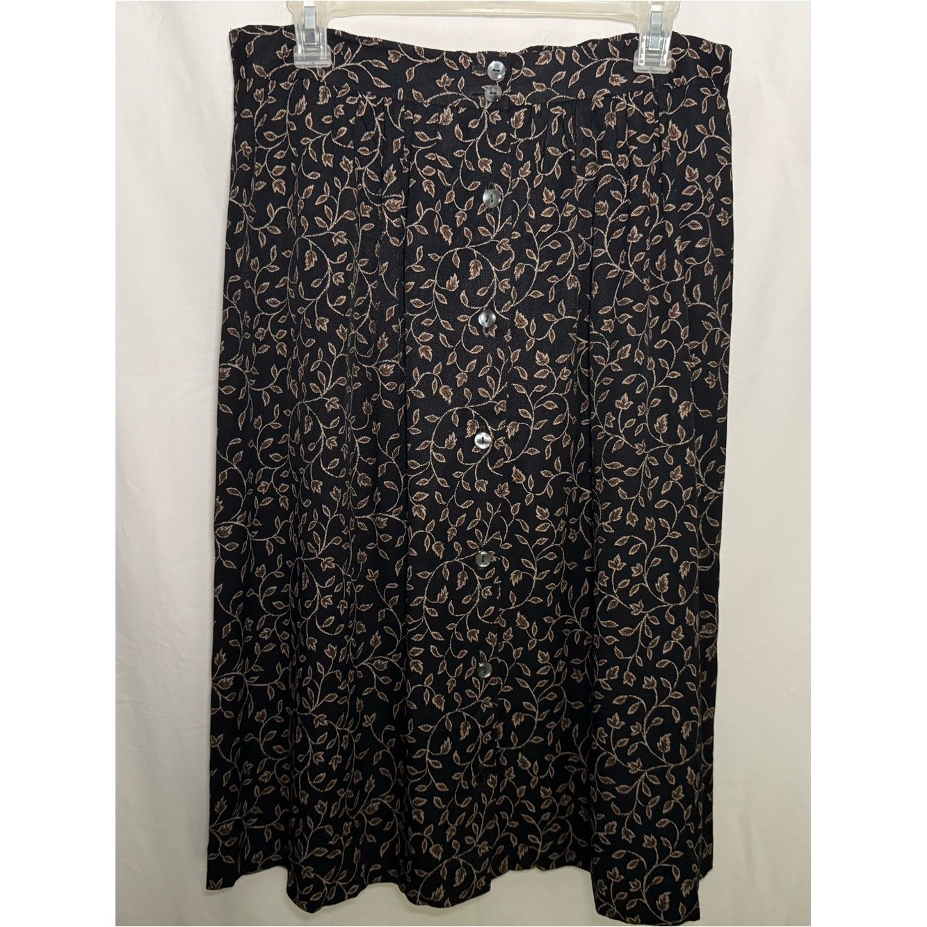 VTG 90s Button Front Floral Midi Skirt Large ILGWU USA Made Cottagecore Grunge