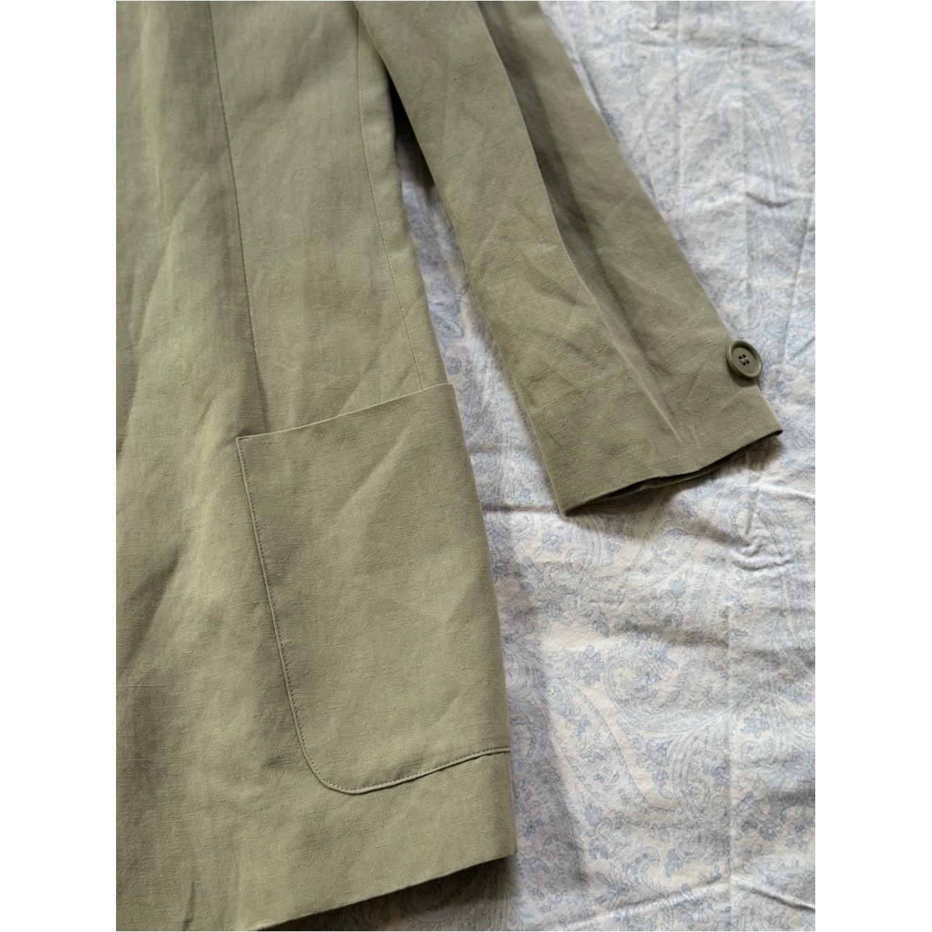 Vintage Giorgio Armani Le Collezioni Sage Green Linen Blend Long Blazer size M