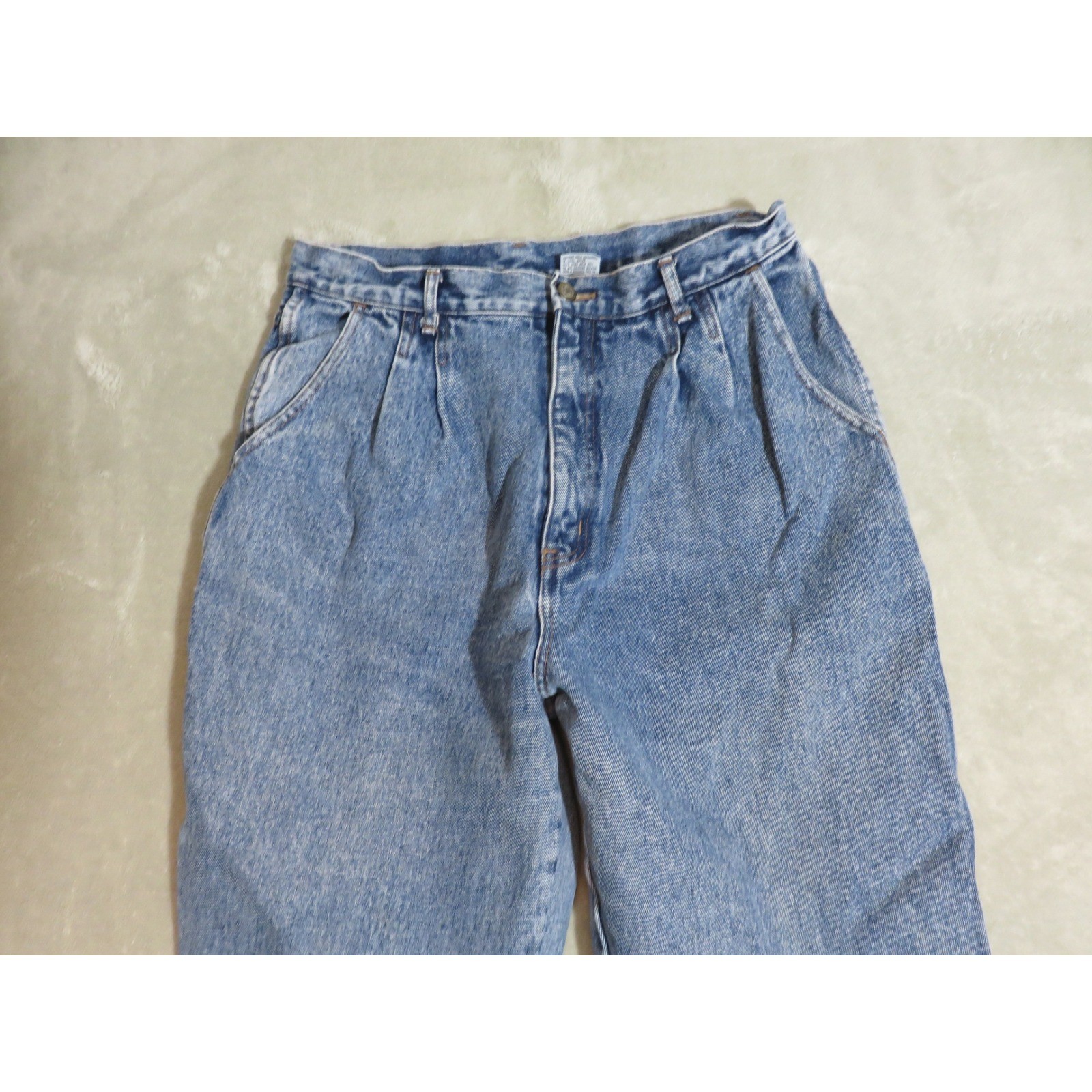 Bill Blass Vintage 90s High Waisted Pleated Mom Jeans Light Wash Blue Size 16L
