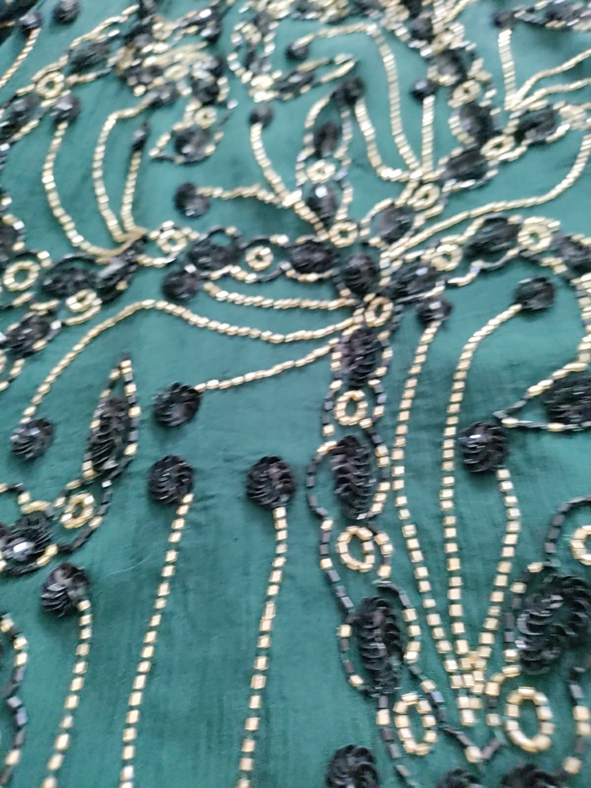 Vintage J Kara New York 100%Silk Sequin Green Size XXL