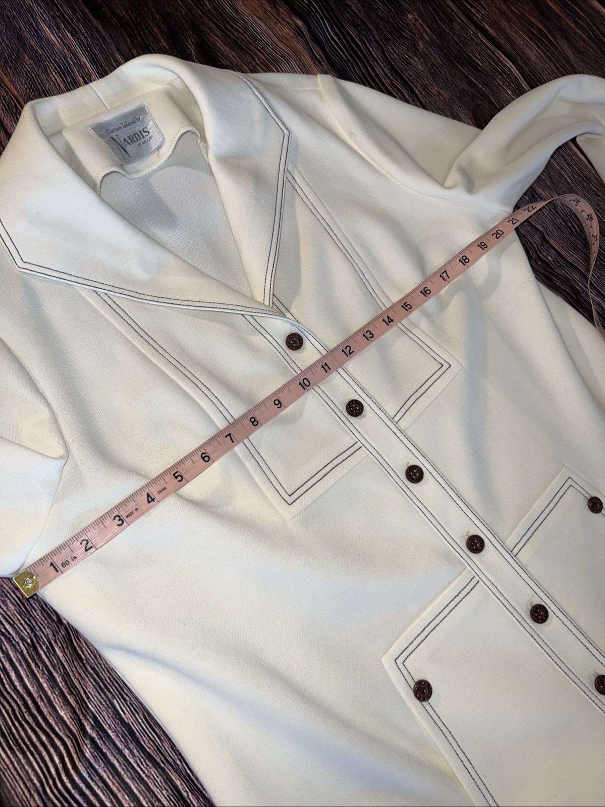 Vintage Custom Tailored By Nardis Of Dallas Blazer Jacket & Skirt Set Cream