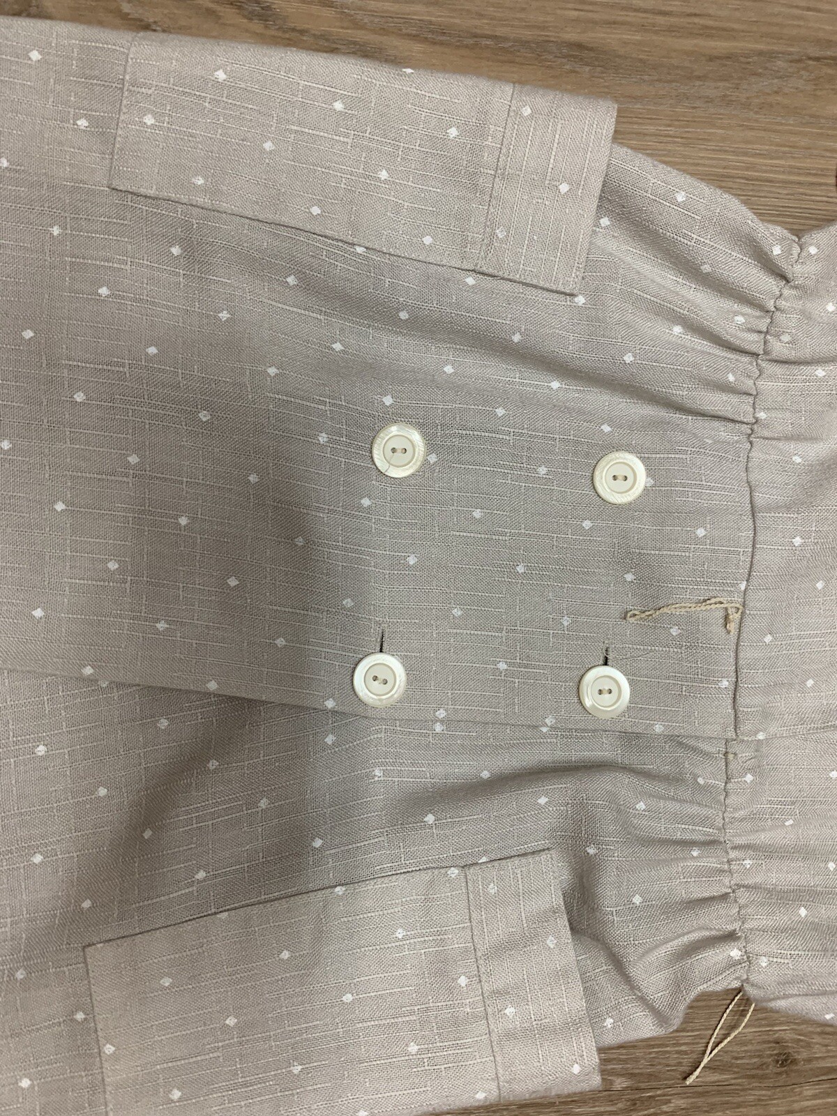 TAURUS II DRESS 10 VINTAGE TAN WHITE SHORT SLEEVE 1960-70’S UNION LABEL CAREER