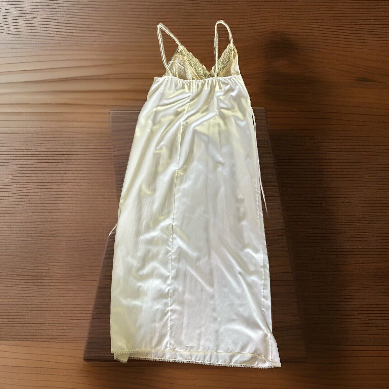 Vintage 70s Victorias Secret Babydoll Lace Slip Dress Midi M Embroidered Rare