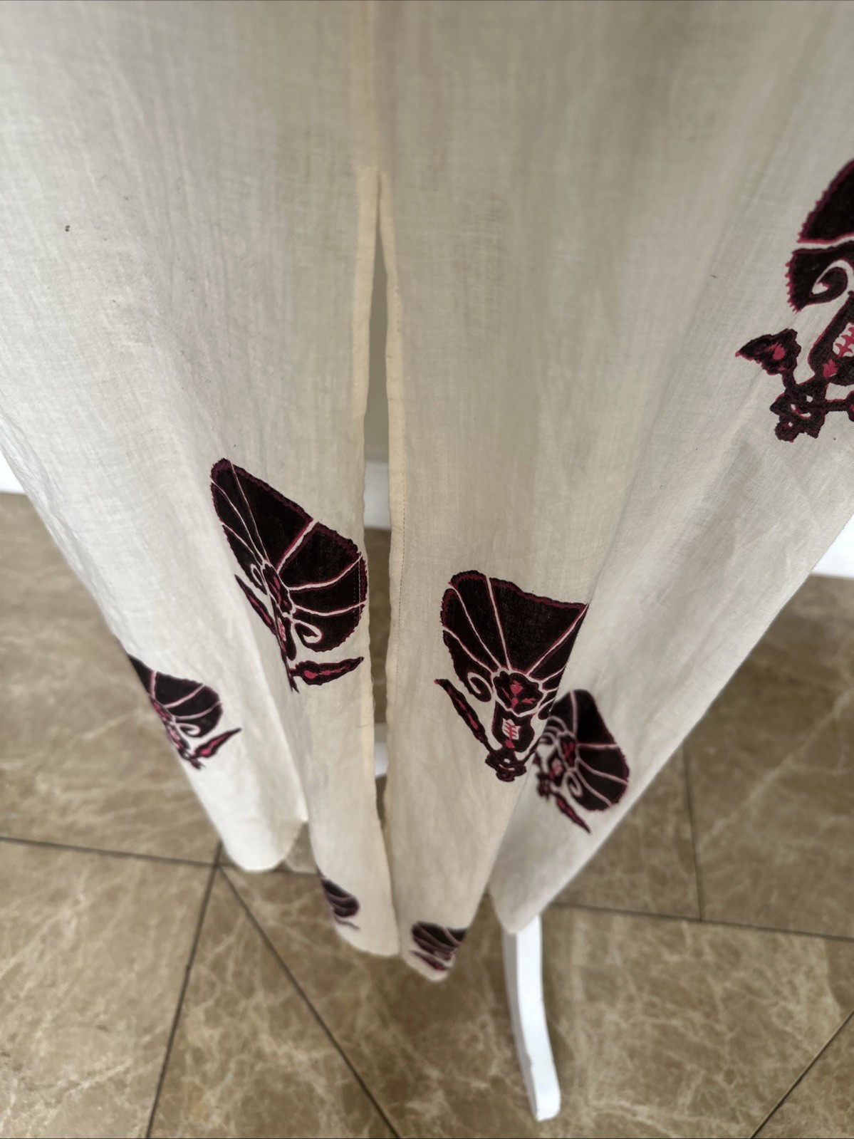 Muriel Brandolini VTG Graphic Print Long Cotton Tied Kaftan For Beach/Lounging S