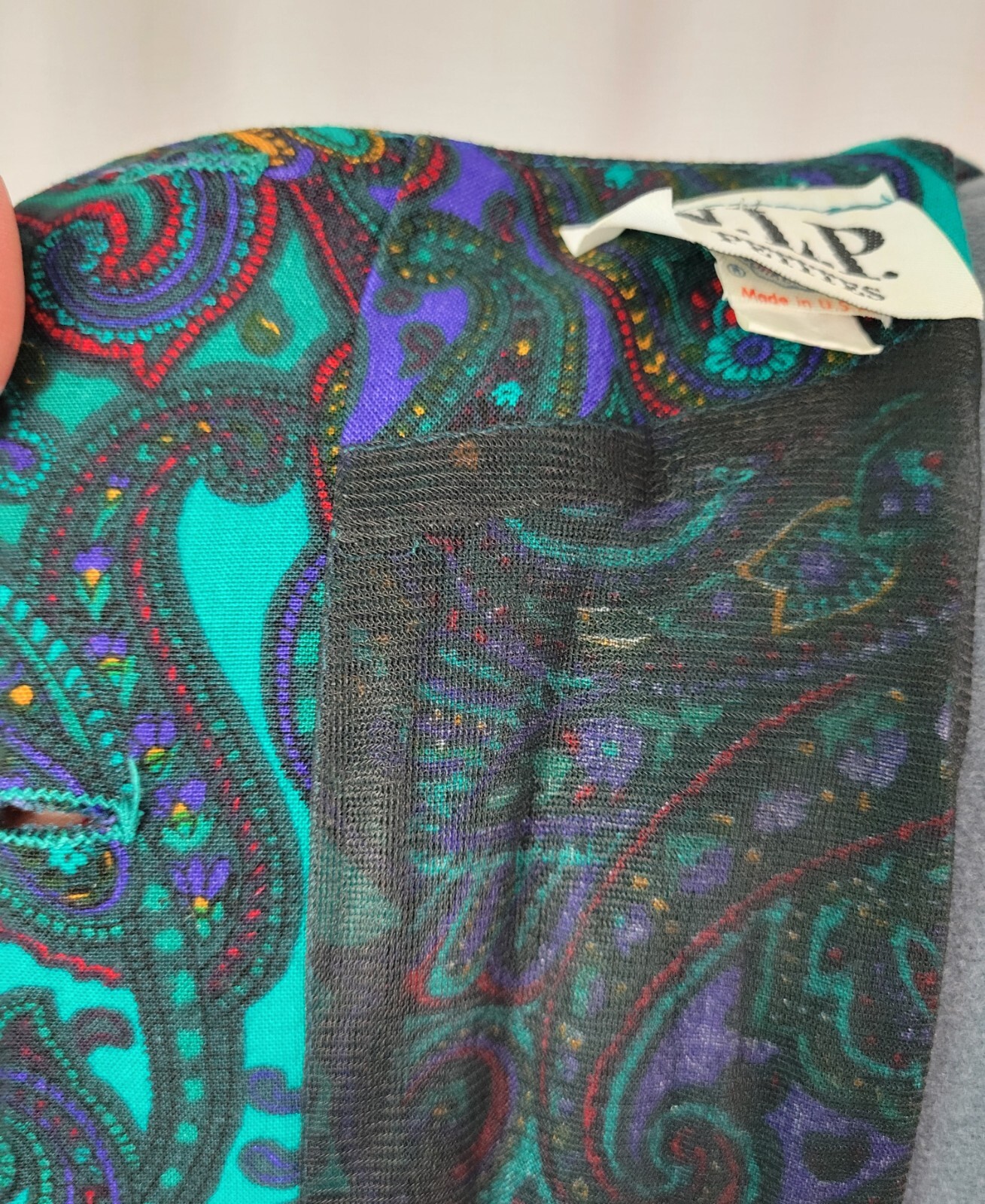 Vintage VLP Petites Green & Purple Paisley Blouson Secretary Dress SIze 8