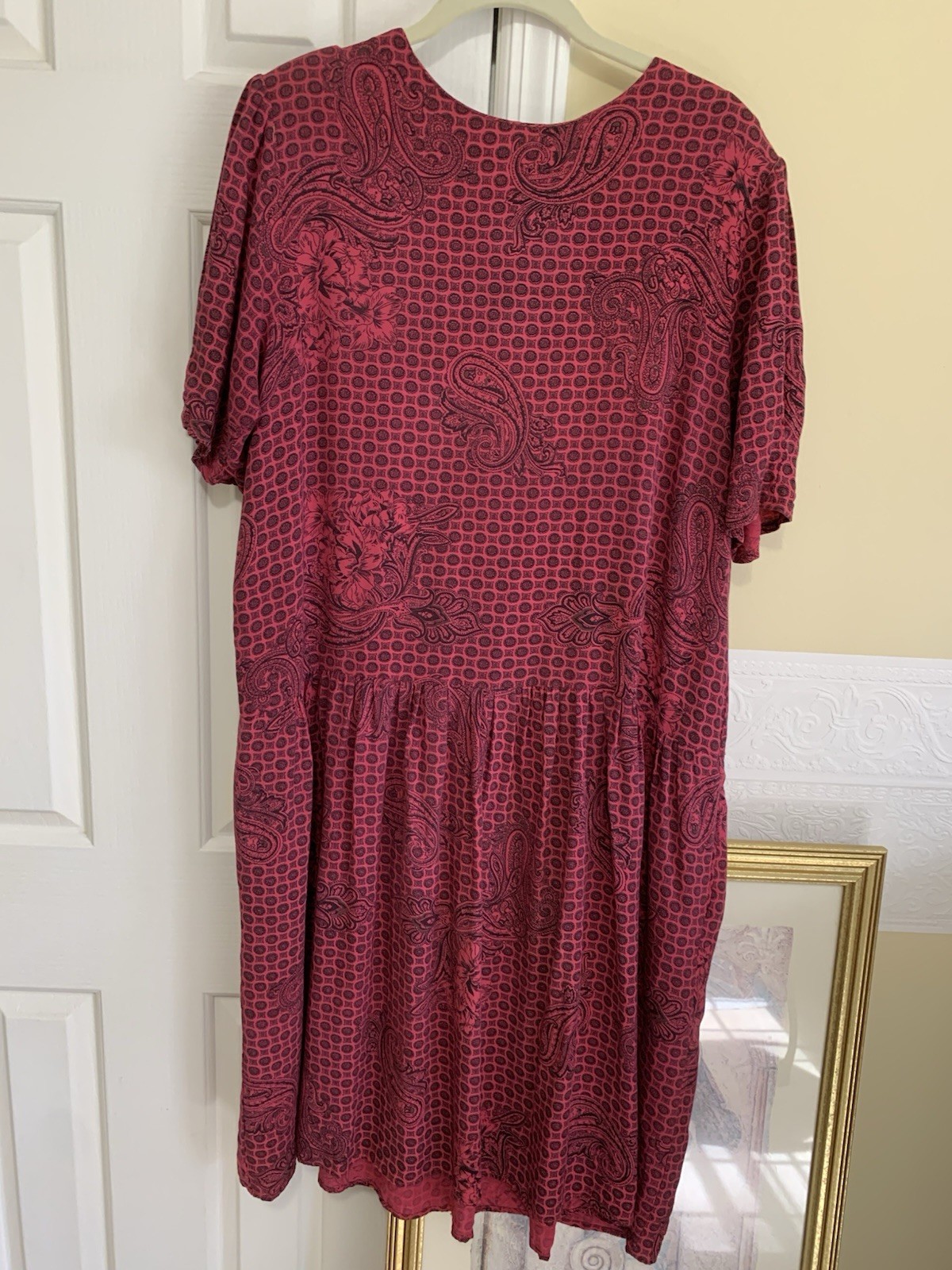 D.B Sport Dress Vintage 90’s Pink Black Paisley Medallion Print Size Large