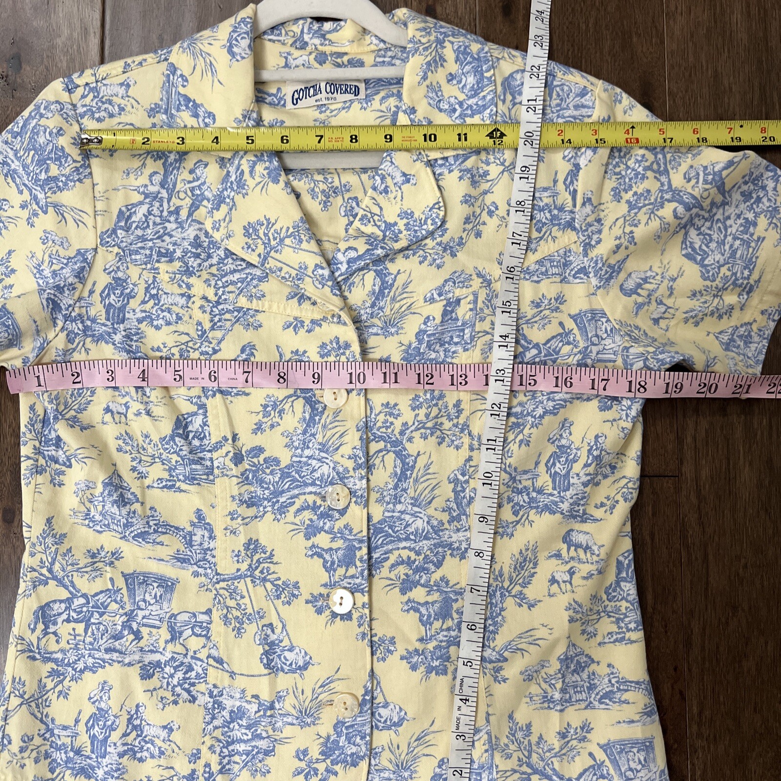 Vtg Gotcha Covered USA Womens Cowboy Novelty Print Shirt S/M Western Blazer