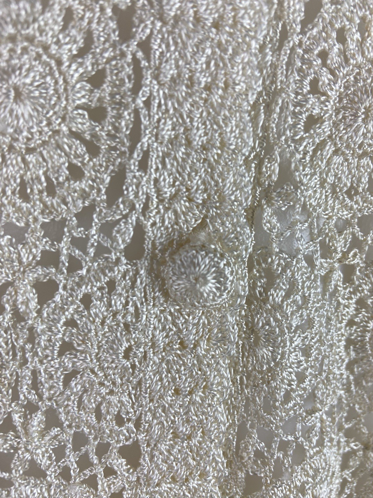 Hand Crochet Lace Cardigan Size Medium Antique Off White Granny Core Sweater