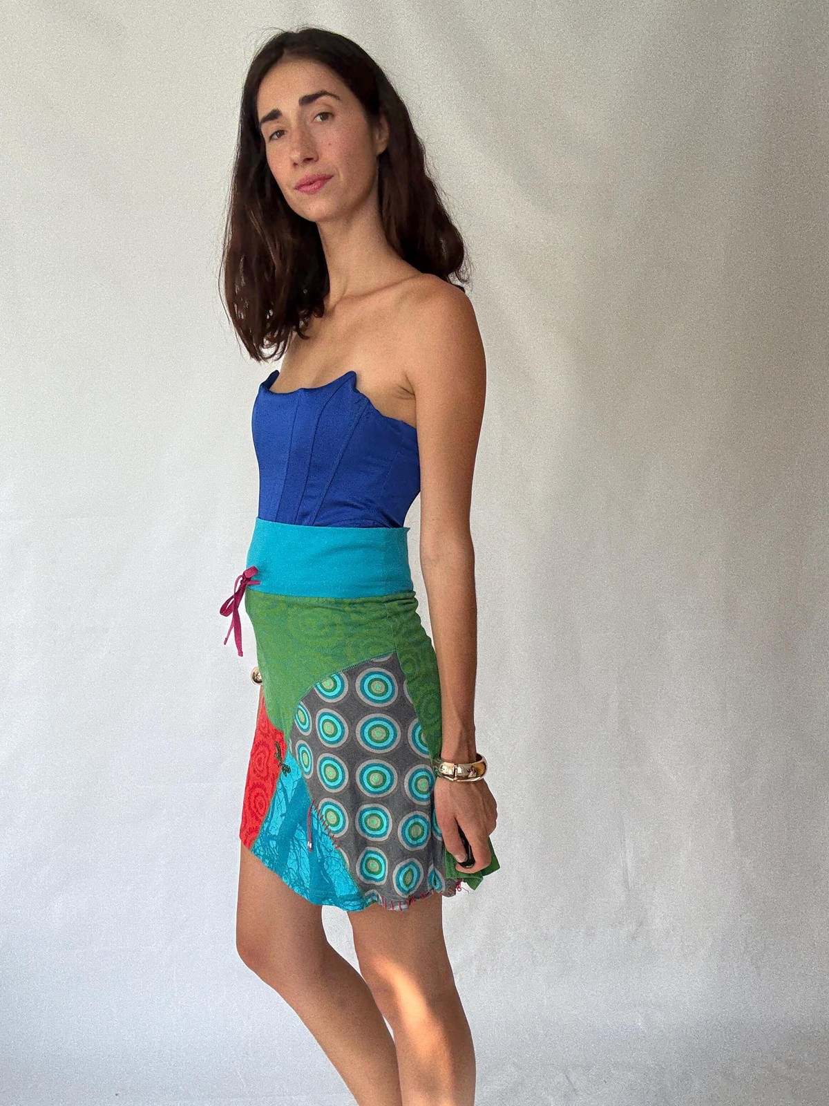 Eclectic Desigual Cotton Skirt with Vibrant Patterns and Patchwork – Bohemian St