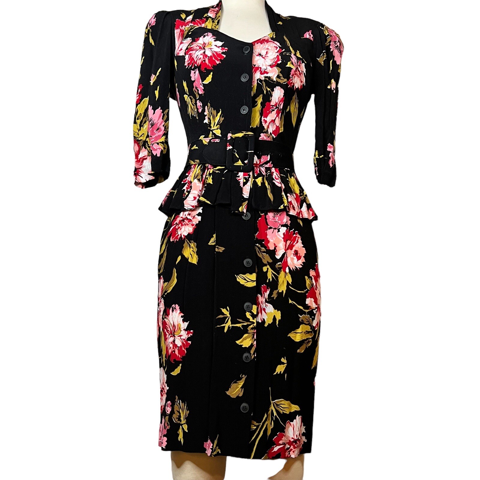 VTG Carol Anderson 80s Belted Floral Dress