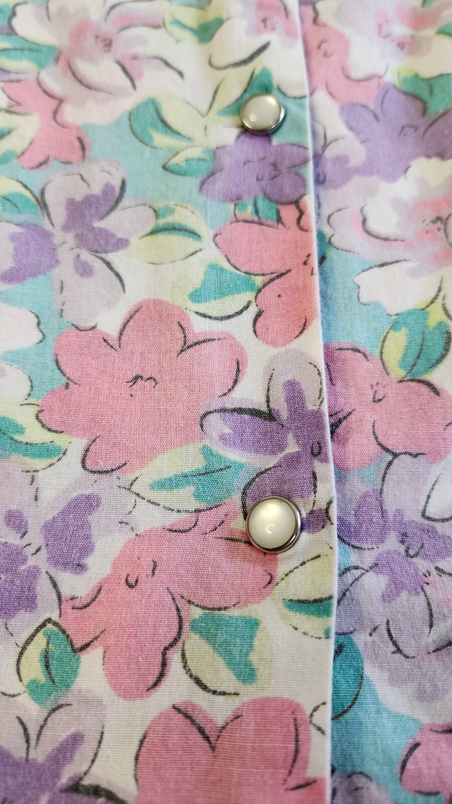 Vintage K-Mart PINK With Pearl Style Snap Closure House Coat Duster Nightgown L