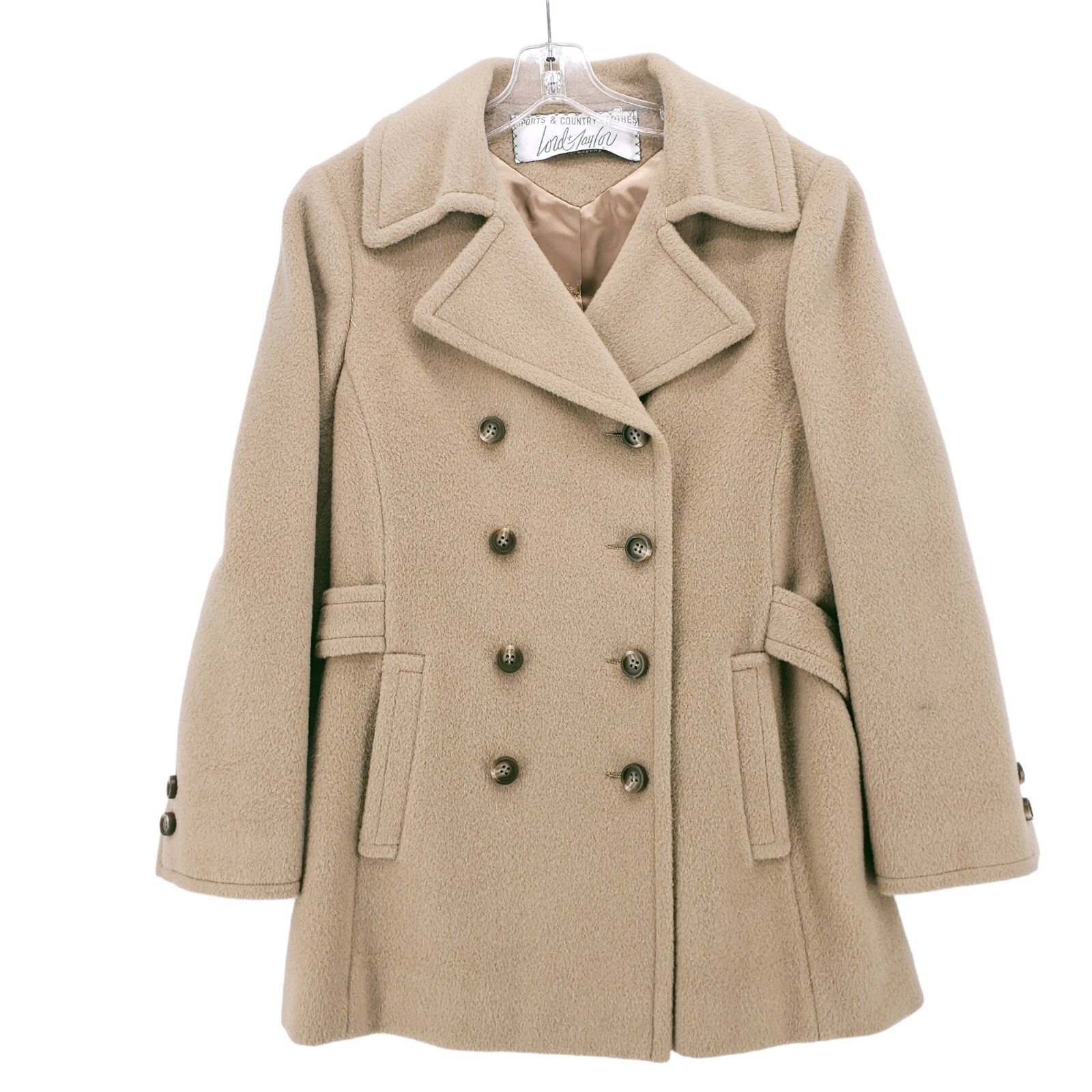 Vtg Lord Taylor Sports And Country Clothes Beige Tan Pea Coat Size MEDIUM?