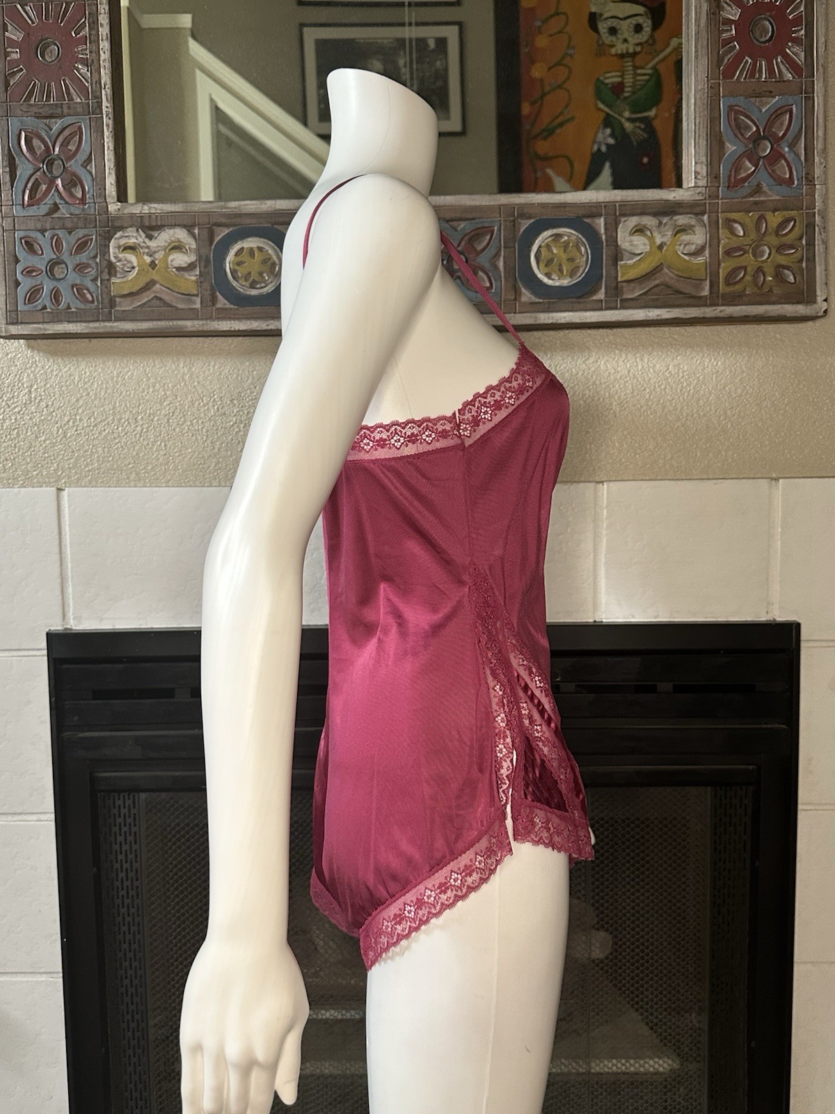 Formfit Vintage Red Satin And Lace Teddy Sz 34 (10-12)