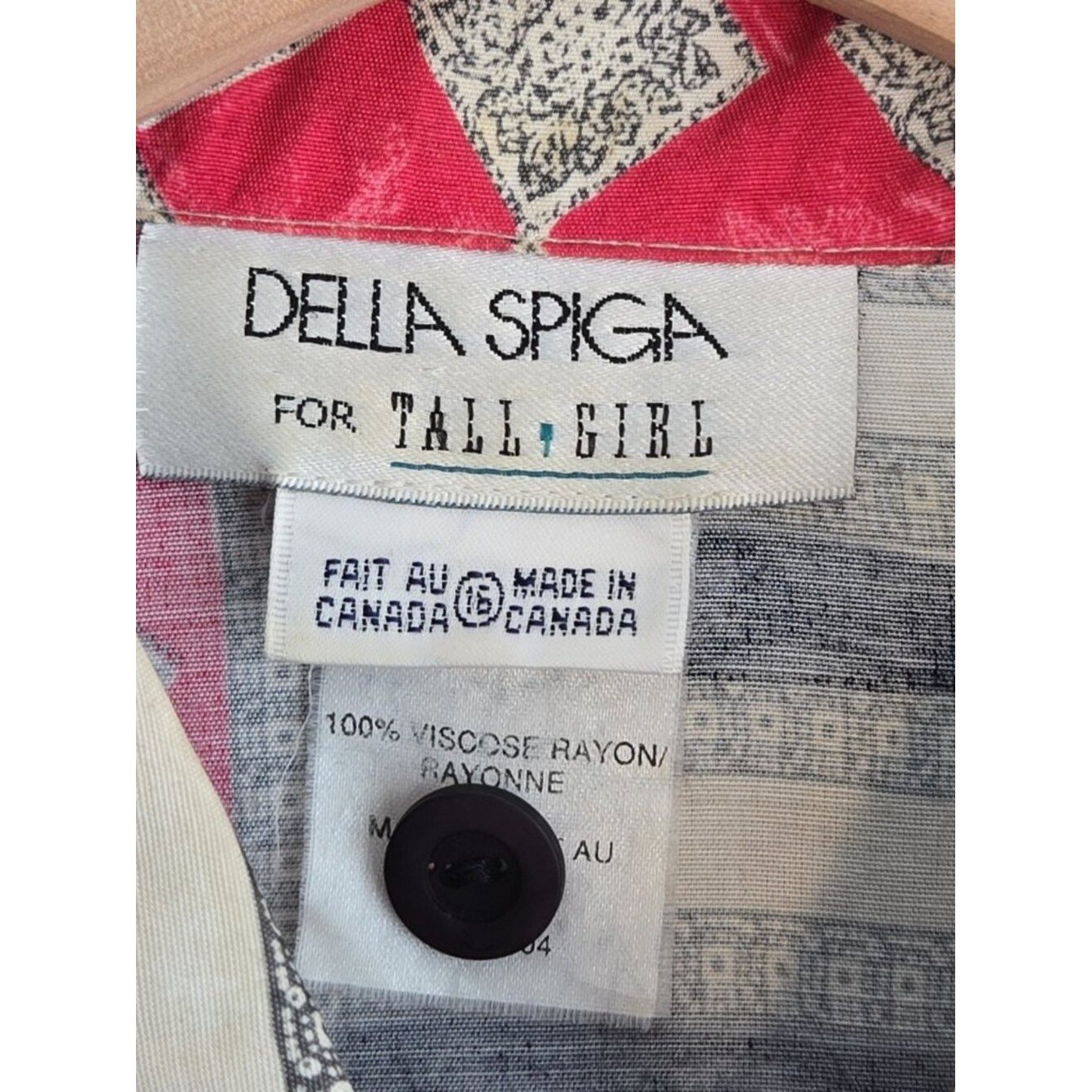 Della Spiga Tall Girl Vintage Geometric Patchwork Shoulder Pad Blouse 16