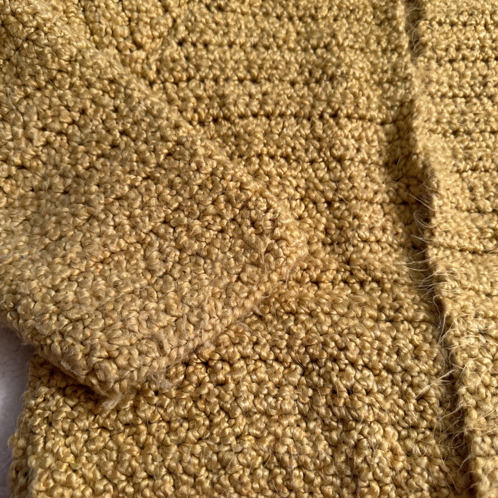 Vintage Mustard Yellow Crocheted Cardigan Boho Grandma Chic 20” Soft Sweater