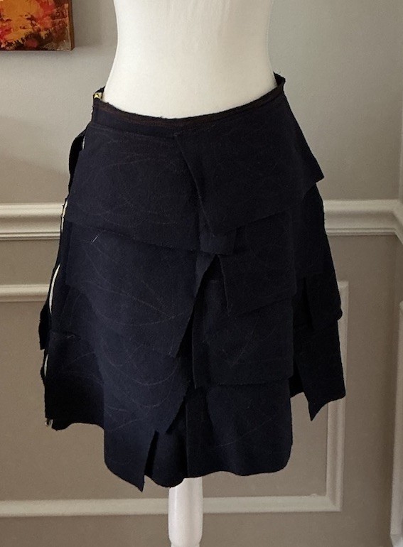 Vintage Designer 100% Wool Avante Garde Panel Side Zip Skirt Abstract M