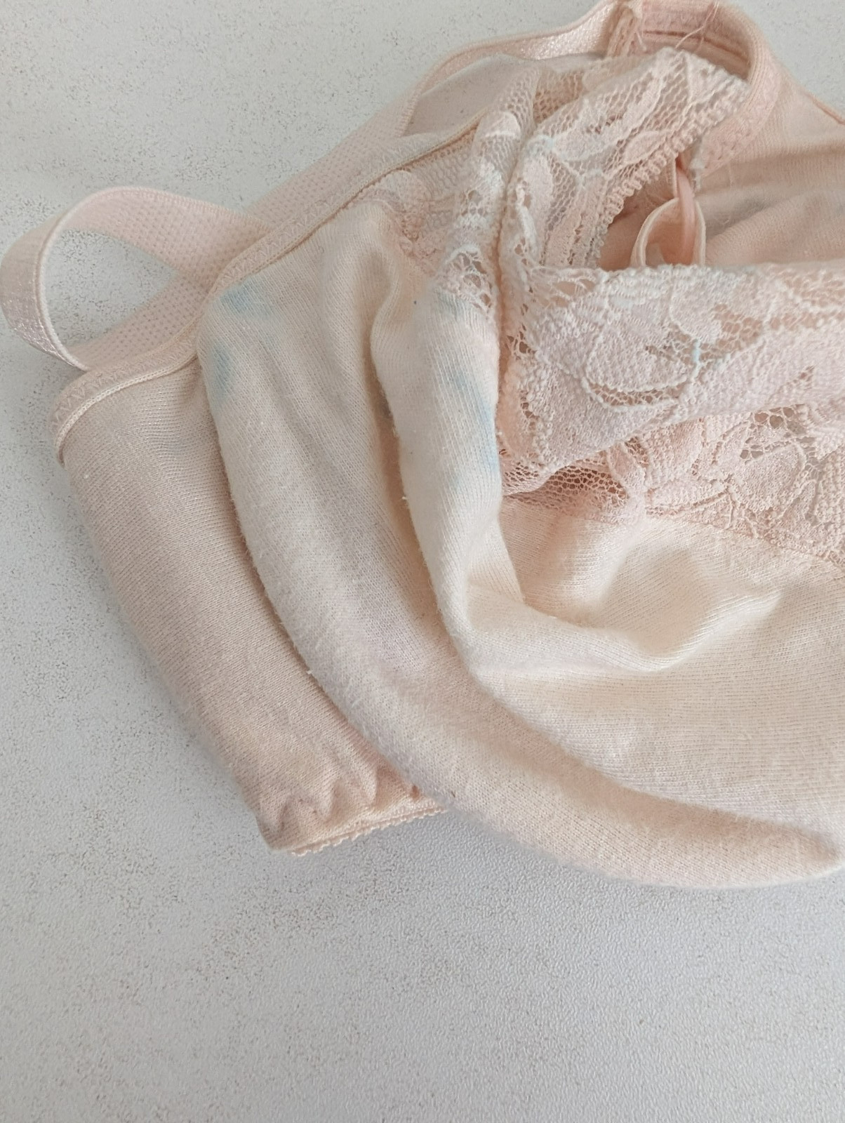 Vtg Victoria’s Secret Gold Tag Lace Bra 36C Racerback Front Clasp BLUE TRANSFER
