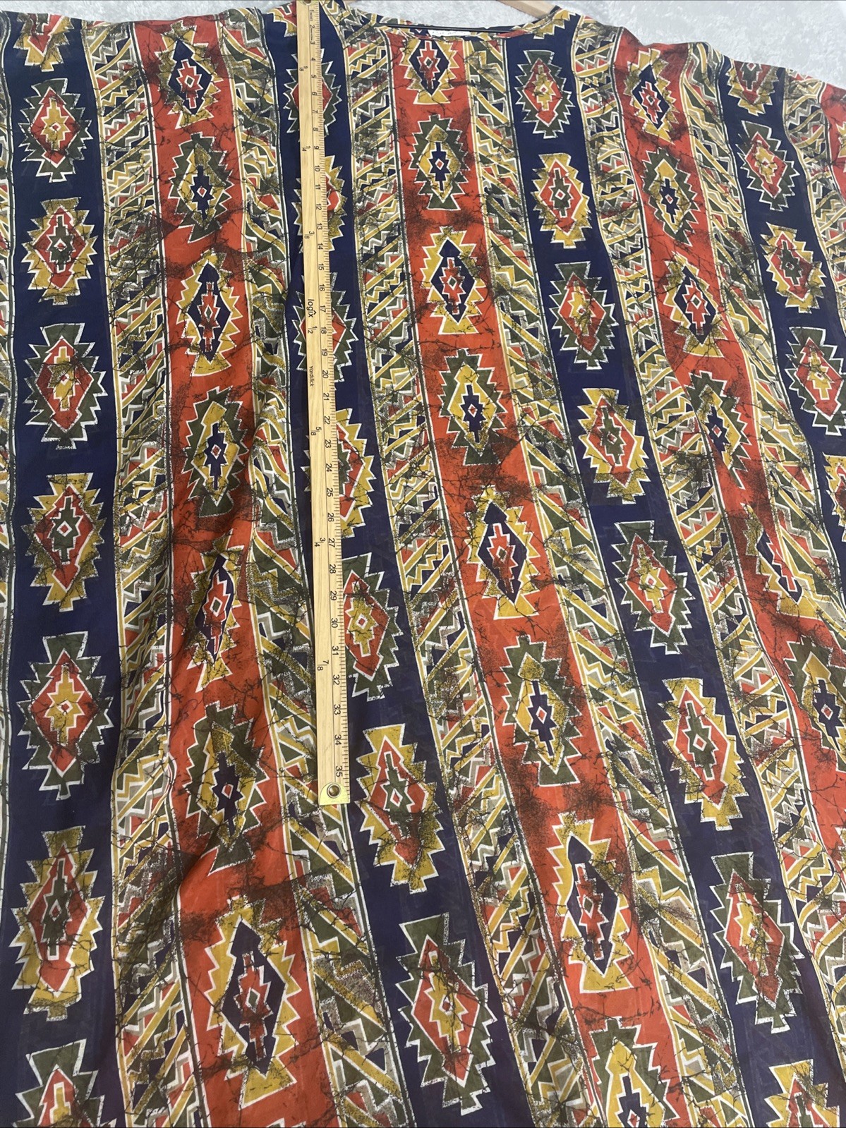 Vintage Ruth Norman Neiman Marcus Caftan Women’s One Size Aztec Red Gold Lounge