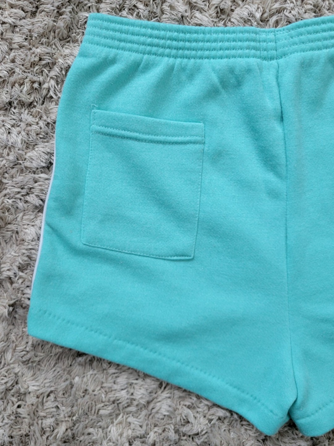 Vintage Adidas Mint Green Shorts w White Piping & Elastic Waist Size Med