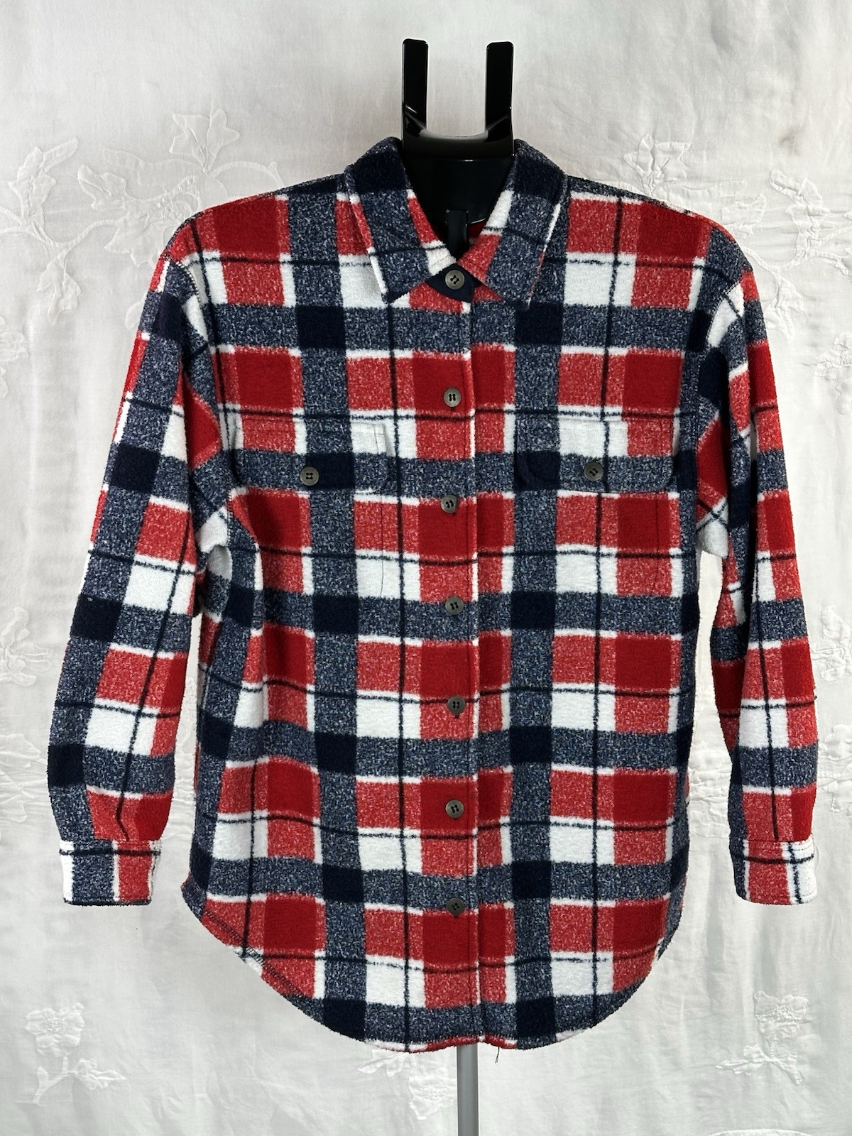 Vintage Blast Red Plaid Fleece Shacket – Americana / Cozy Cabin women’s szS