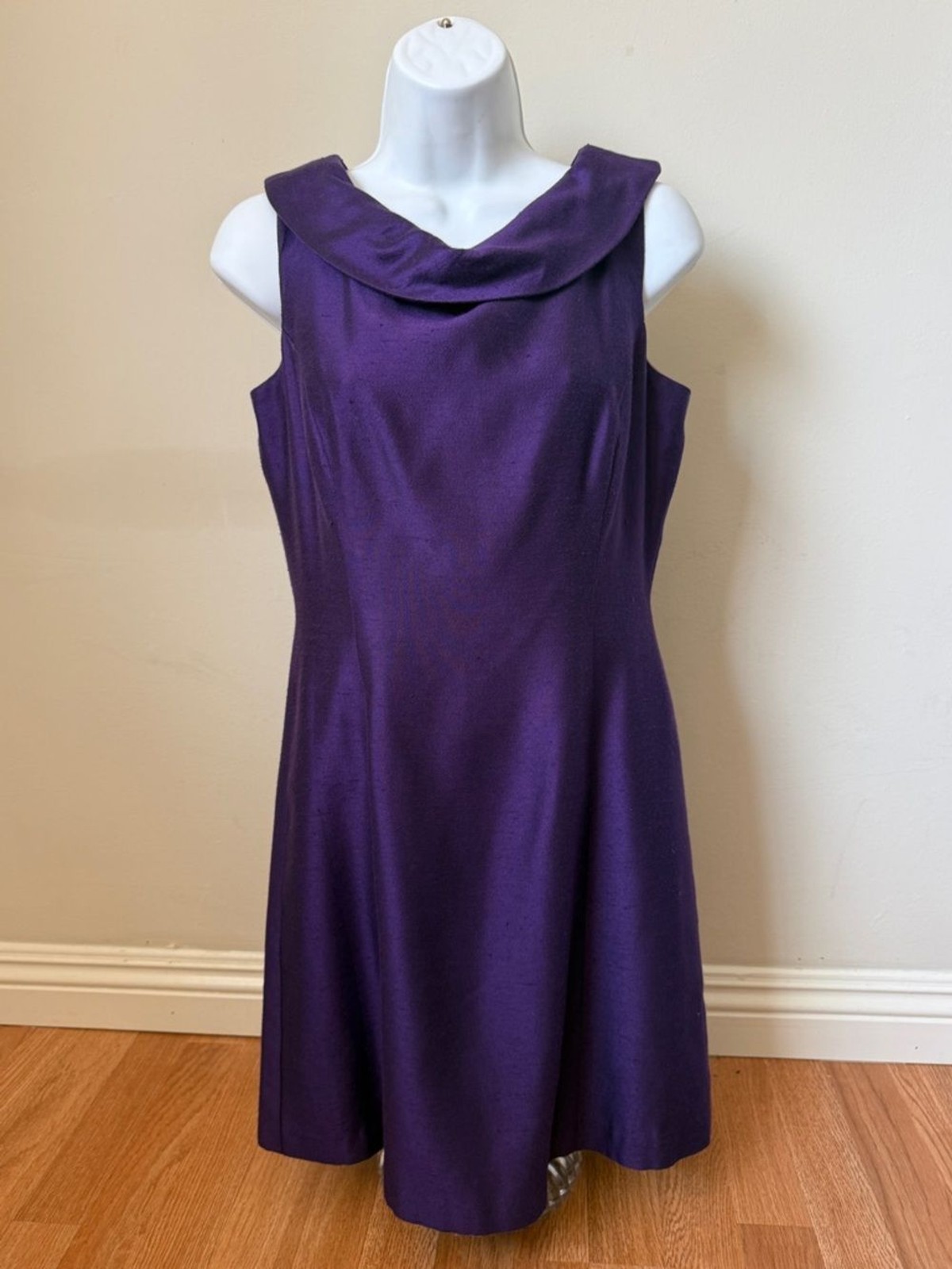 Vintage 60s Purple Rosette Applique Cowl Sleeveless Dress House of Bianchi