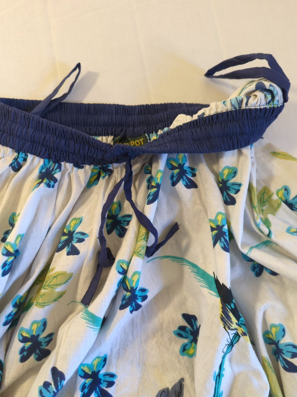 Vtg Jackpot Maxi Full Skirt Free Size Birds Flowers Festival Swing Country Boho