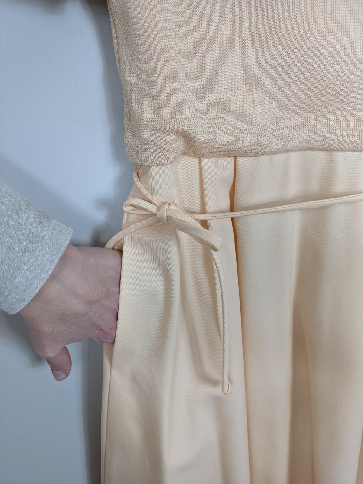 VTG 80S CIAO Ltd 100% Cotton Sweater Dress Pleated Belted Career Secretary Geek