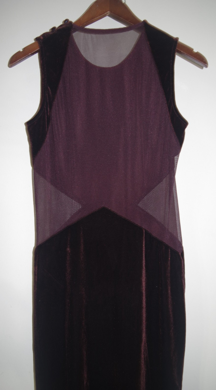 S2 Vintage Eletra Casadei Brown Gown Dress SMALL Tulle Mesh Stretch MOD Inserts