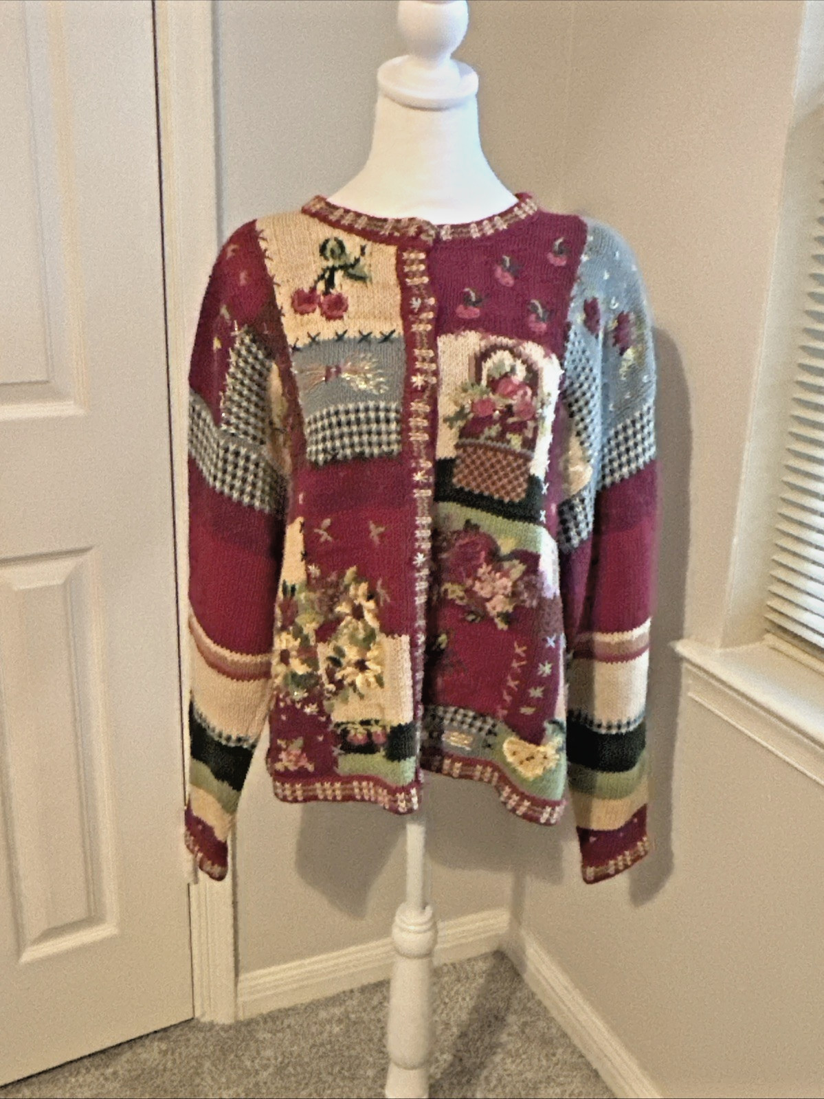 Vintage 90s Casual Corner Sweater Chunky Knit Grandma Cottagecore Large